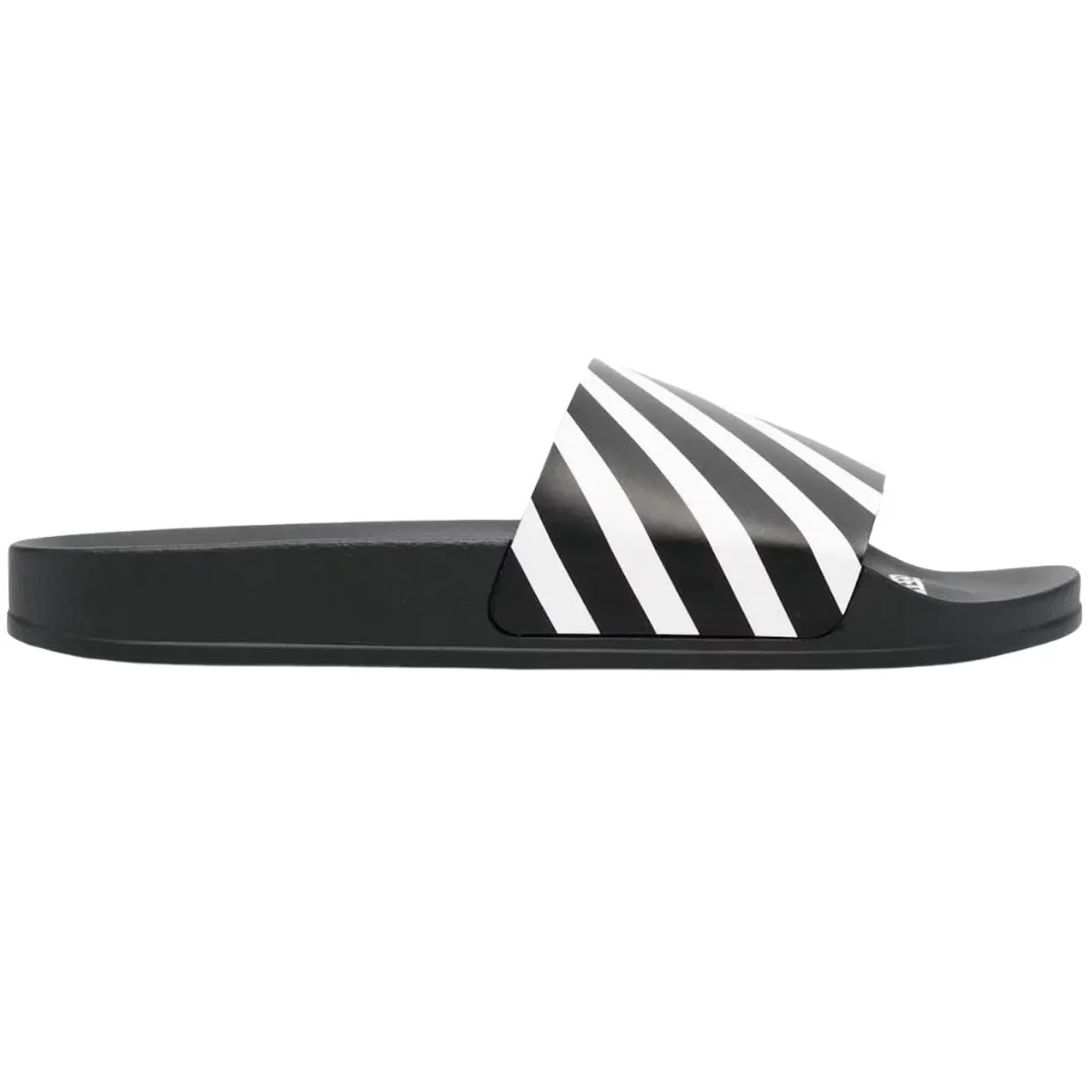 Off-White Striped Diag Sliders Black