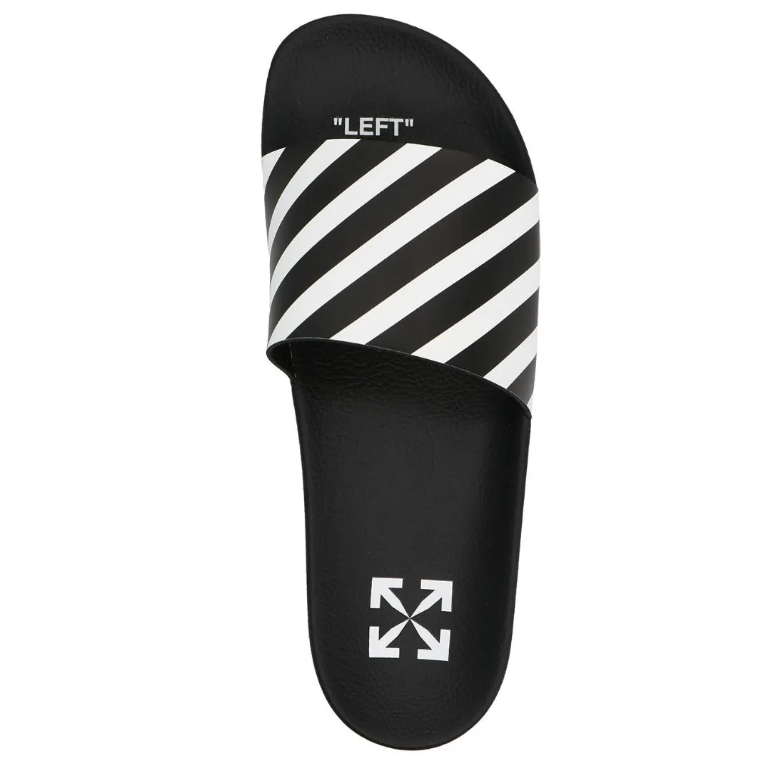 Off-White Striped Diag Sliders Black