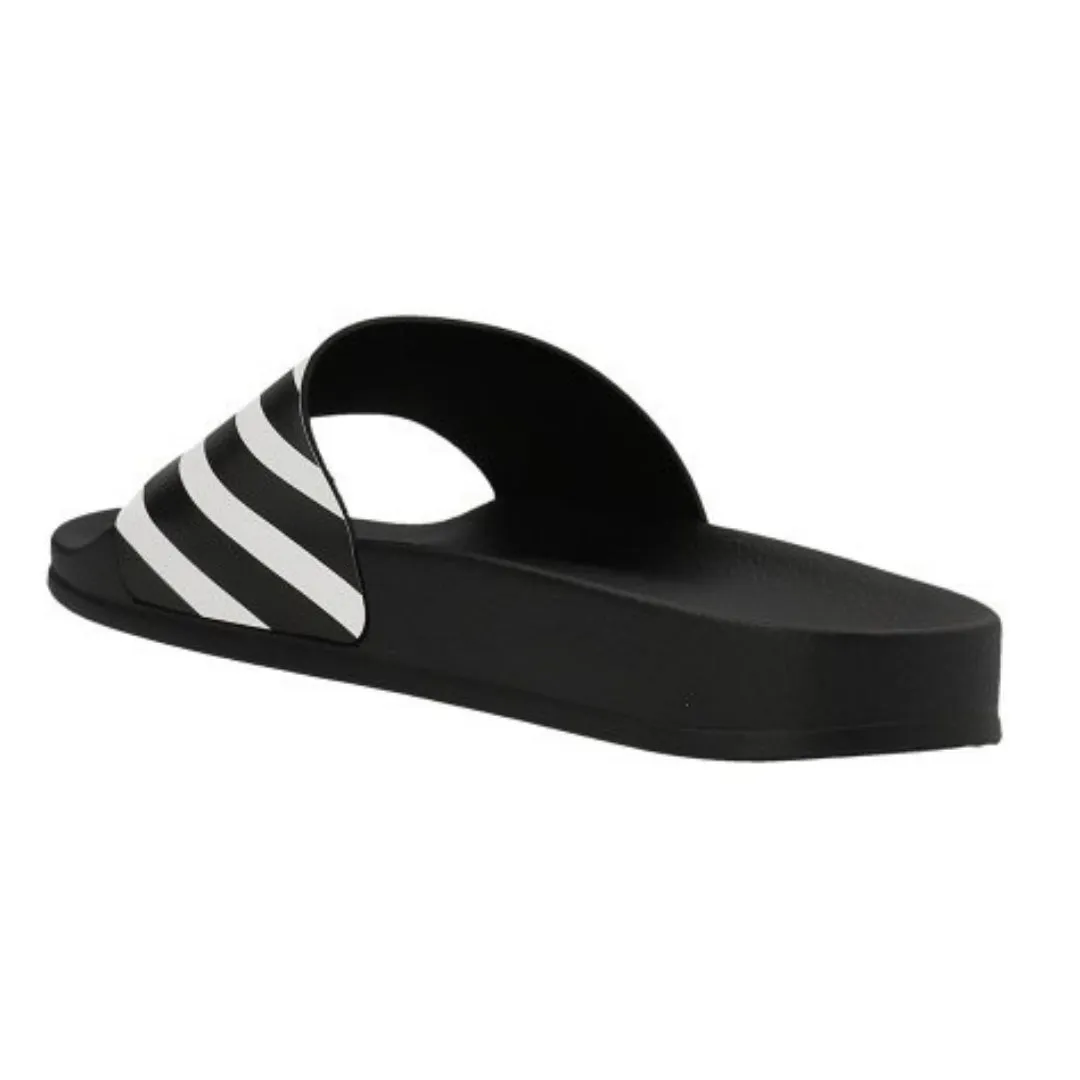 Off-White Striped Diag Sliders Black