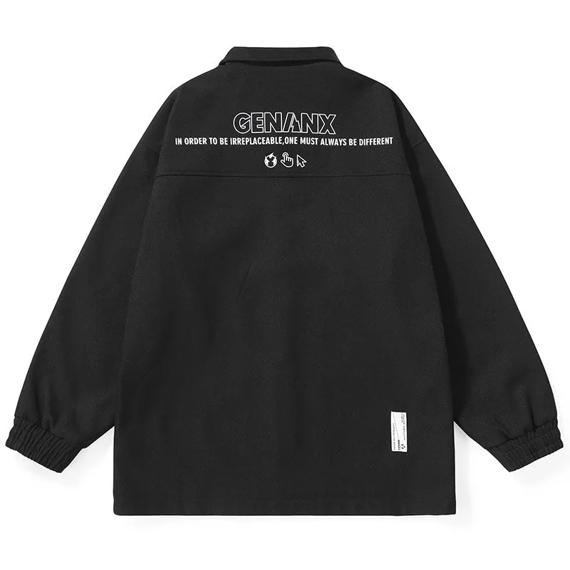 Safari Style Graffiti Print Pockets Jacket