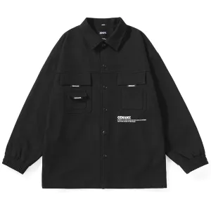 Safari Style Graffiti Print Pockets Jacket
