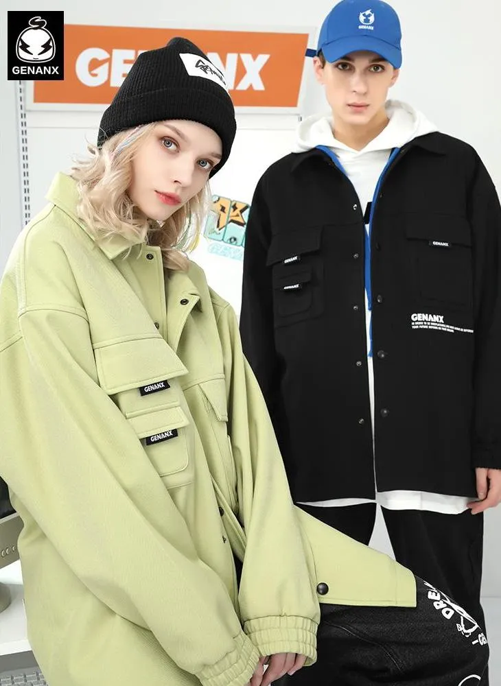 Safari Style Graffiti Print Pockets Jacket