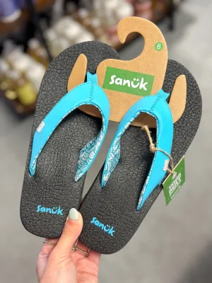Sanuk Women's Blue Palm Yoga Mat Sandal