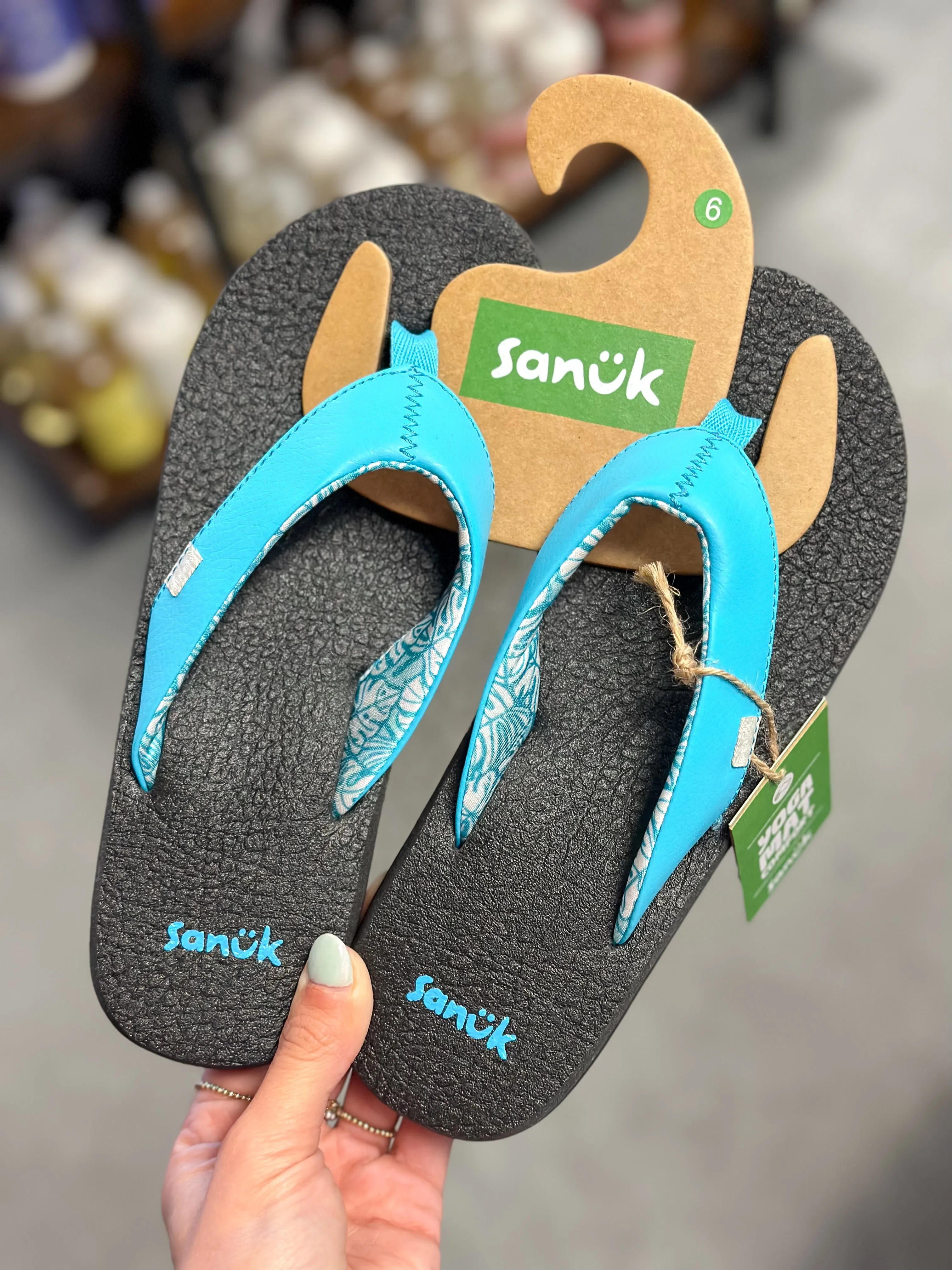 Sanuk Women's Blue Palm Yoga Mat Sandal