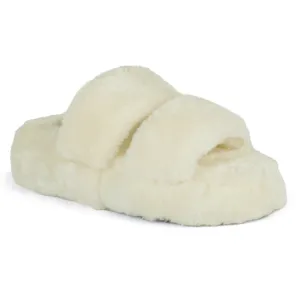 Snuggles Indoor Fur Flats in Beige