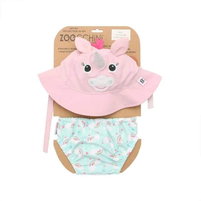SPF 50  Baby Swim Diaper and Sun Hat Set