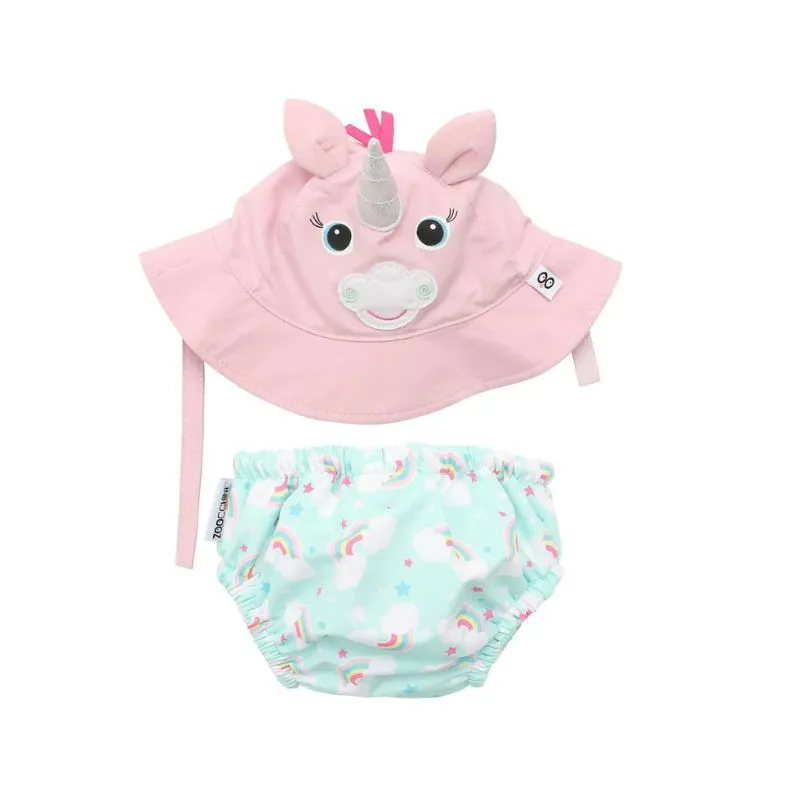SPF 50  Baby Swim Diaper and Sun Hat Set