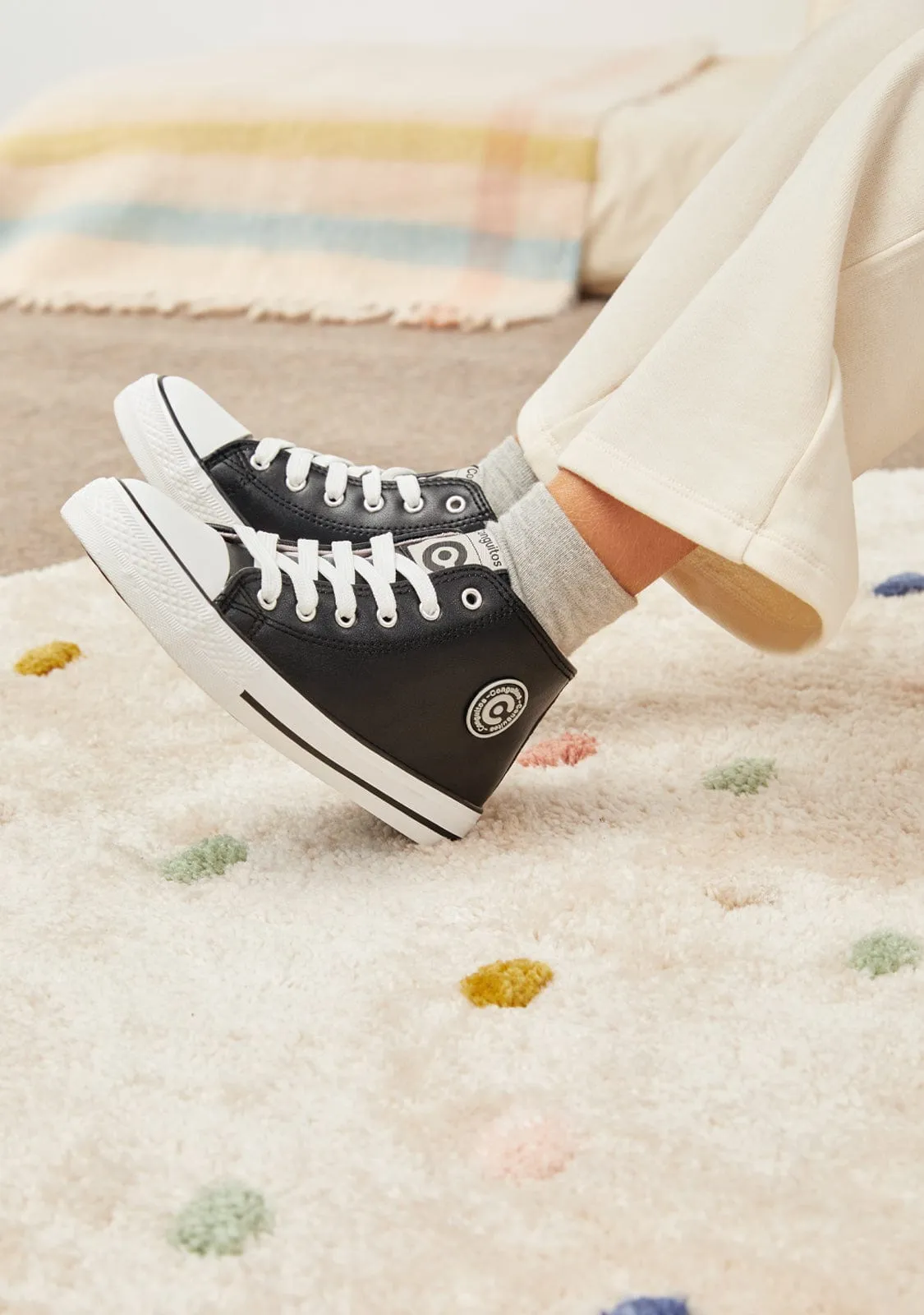 Unisex Black Logo Hi-Top Sneakers Napa