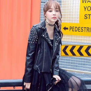 Women's Black Biker Leather Jacket