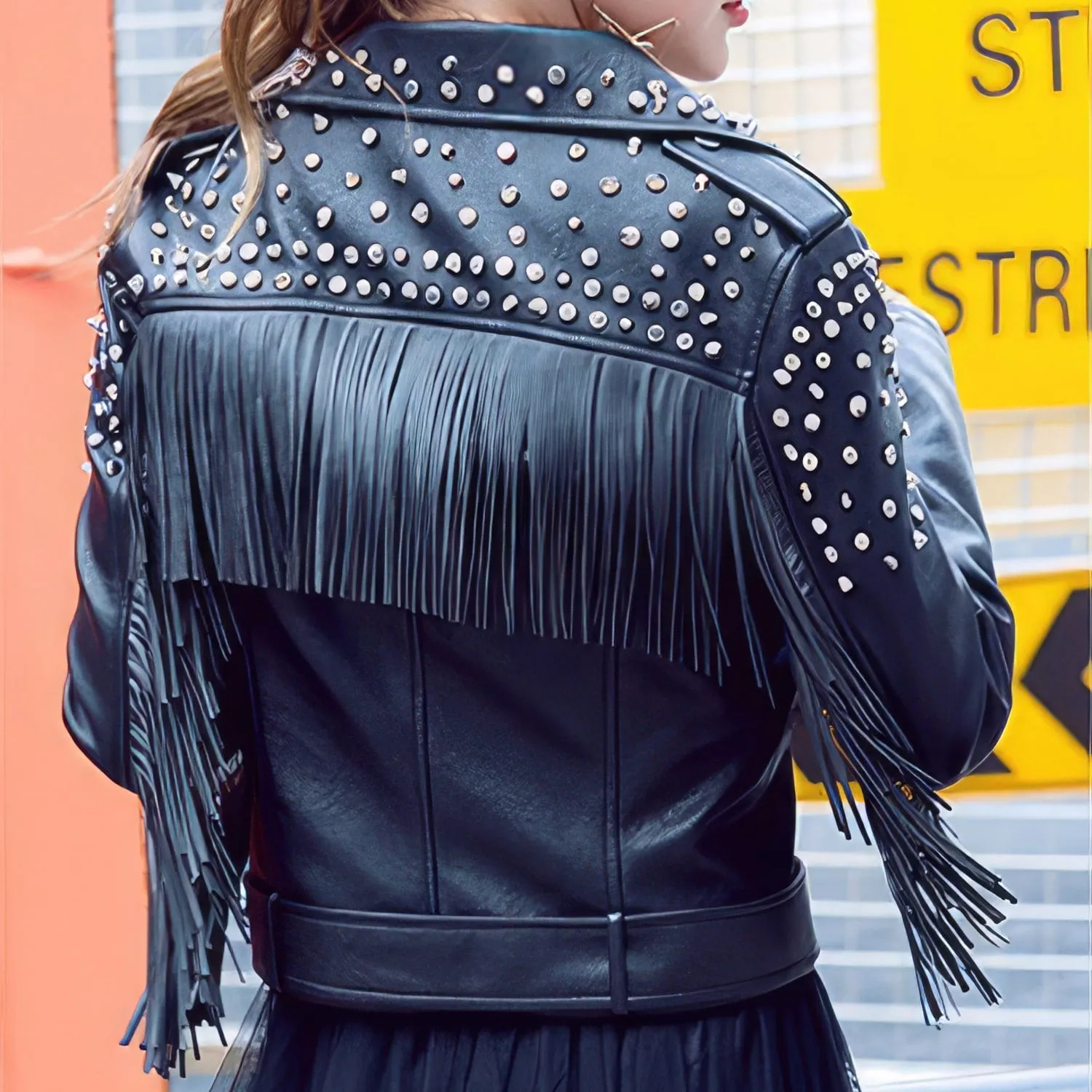 Women's Black Biker Leather Jacket