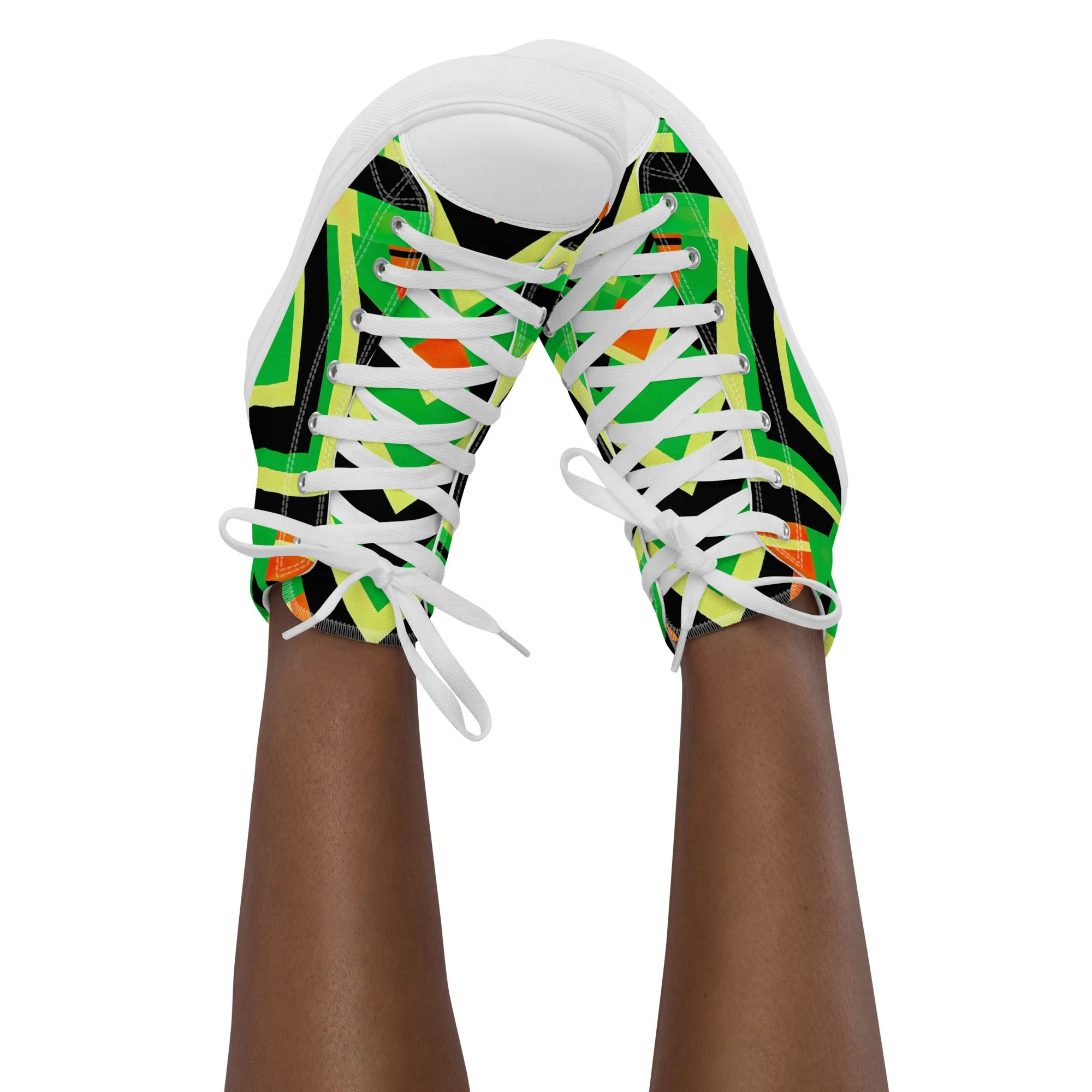 Women’s Green Kente High Top Canvas Shoes