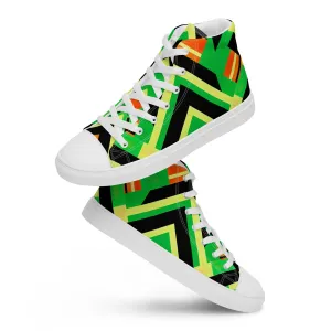 Women’s Green Kente High Top Canvas Shoes