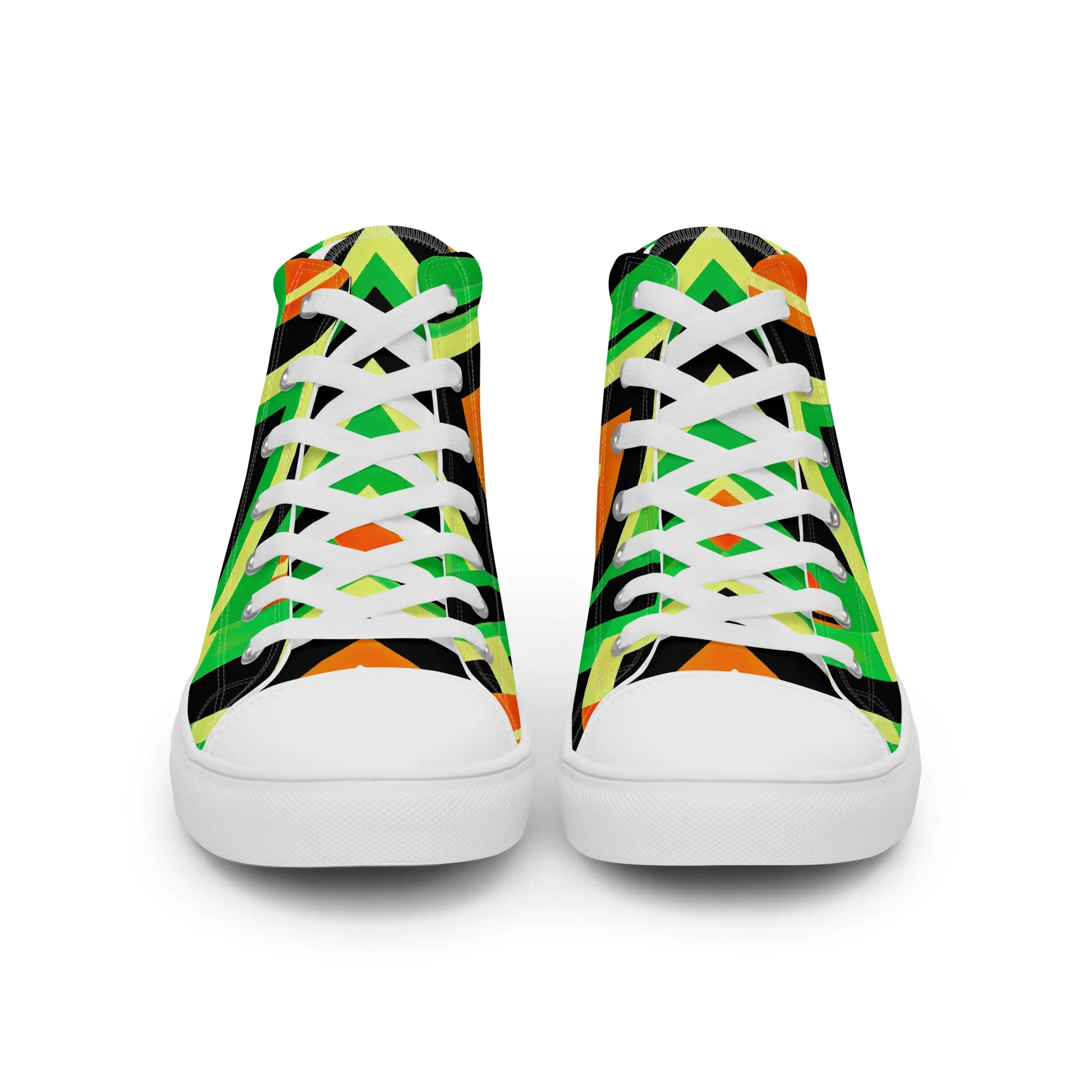 Women’s Green Kente High Top Canvas Shoes