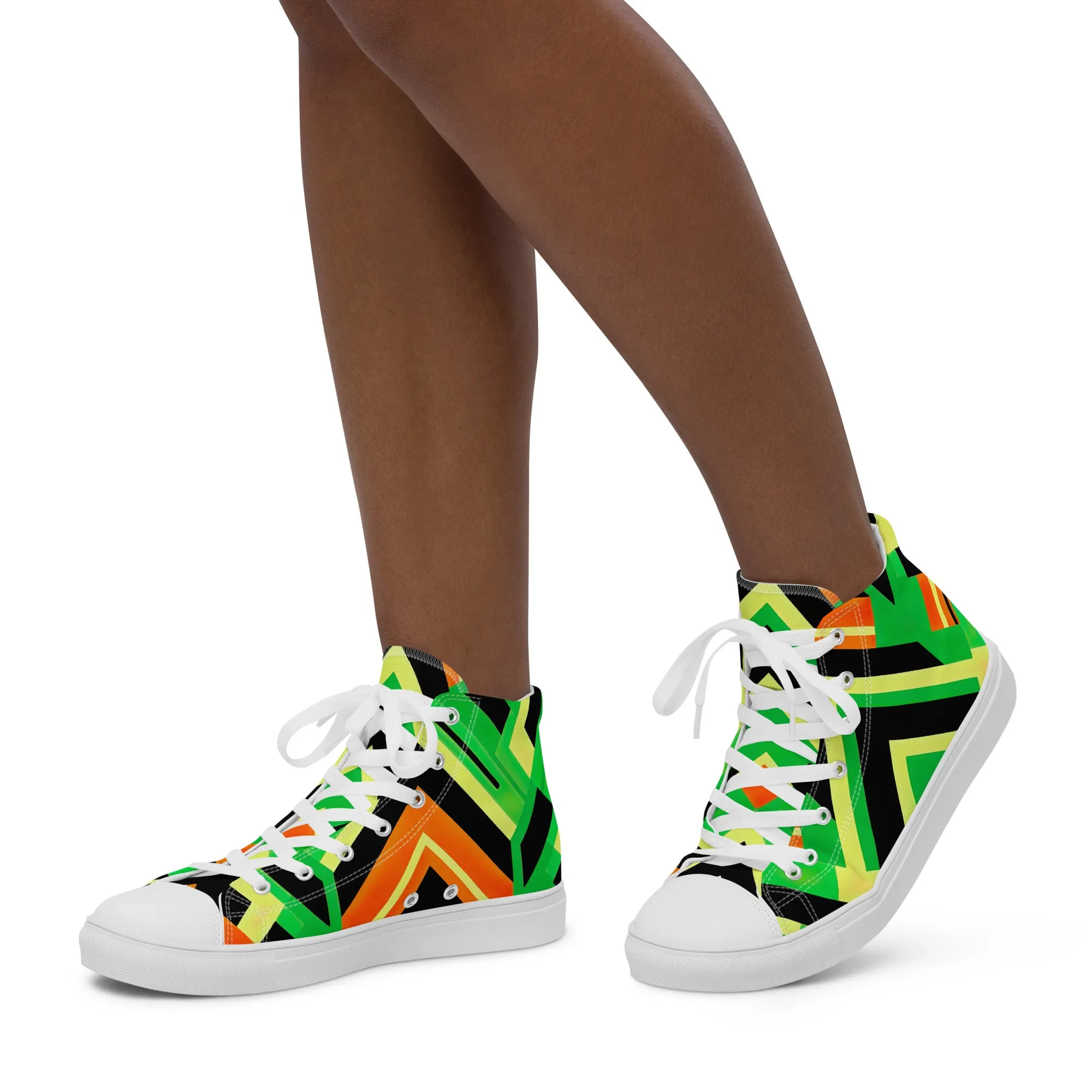 Women’s Green Kente High Top Canvas Shoes