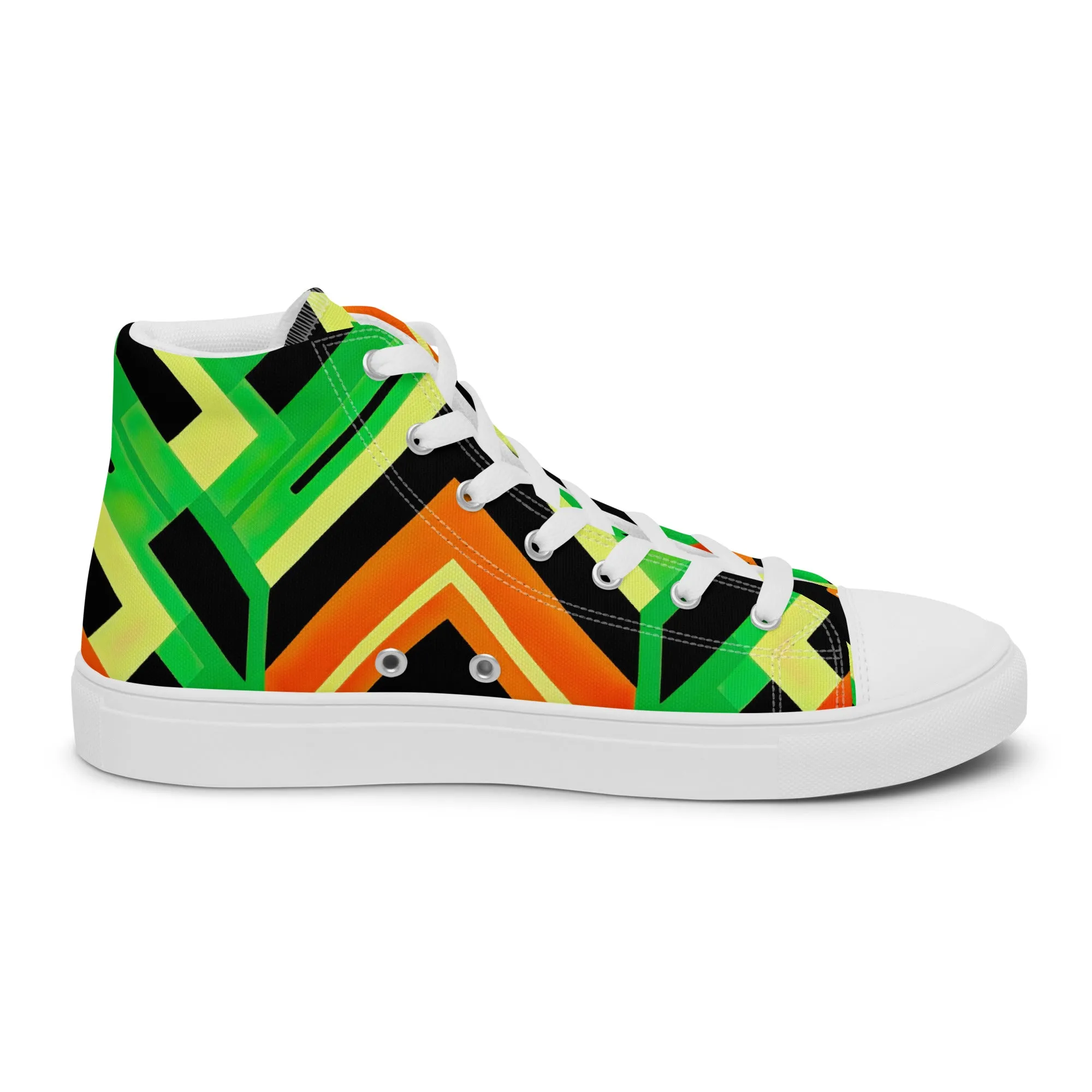 Women’s Green Kente High Top Canvas Shoes