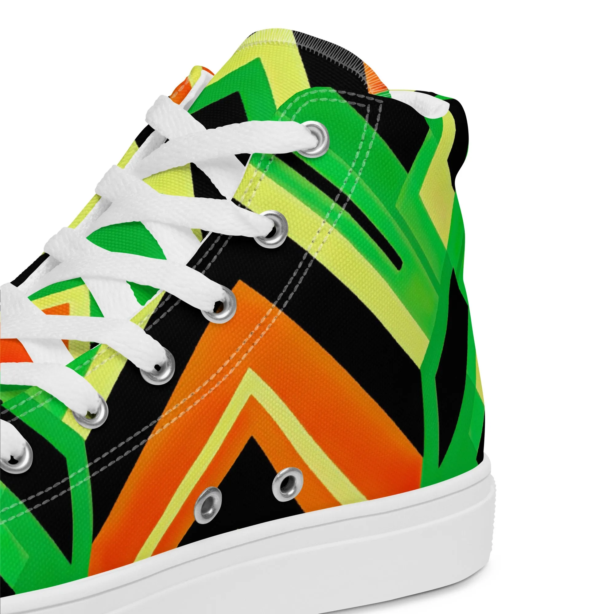 Women’s Green Kente High Top Canvas Shoes