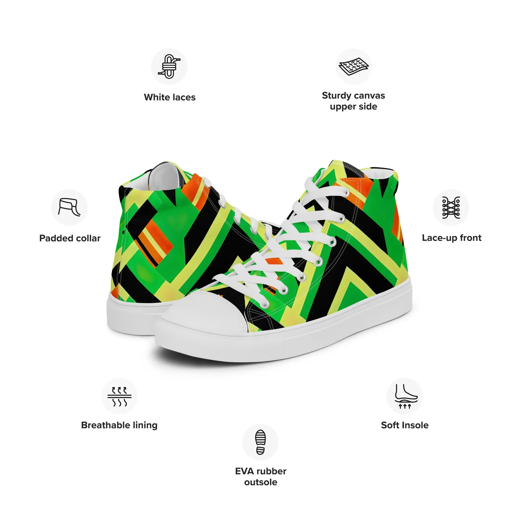 Women’s Green Kente High Top Canvas Shoes
