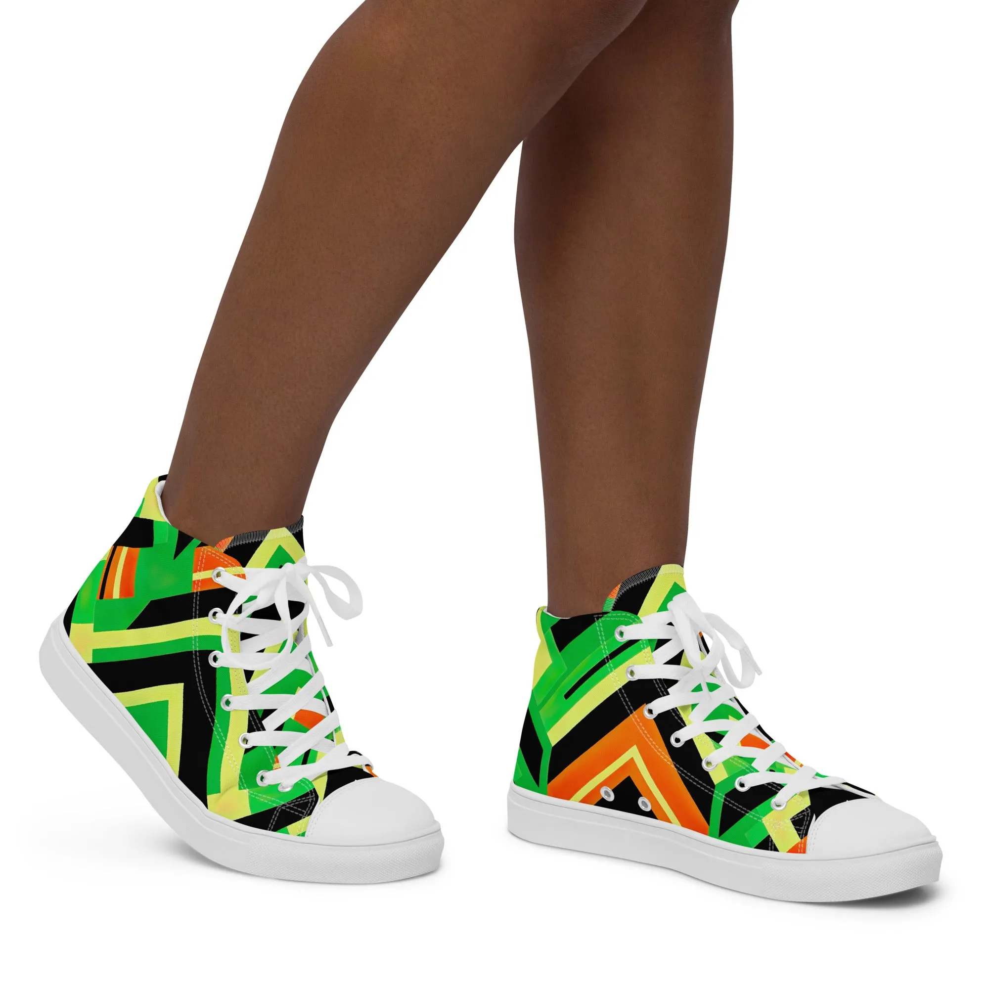 Women’s Green Kente High Top Canvas Shoes