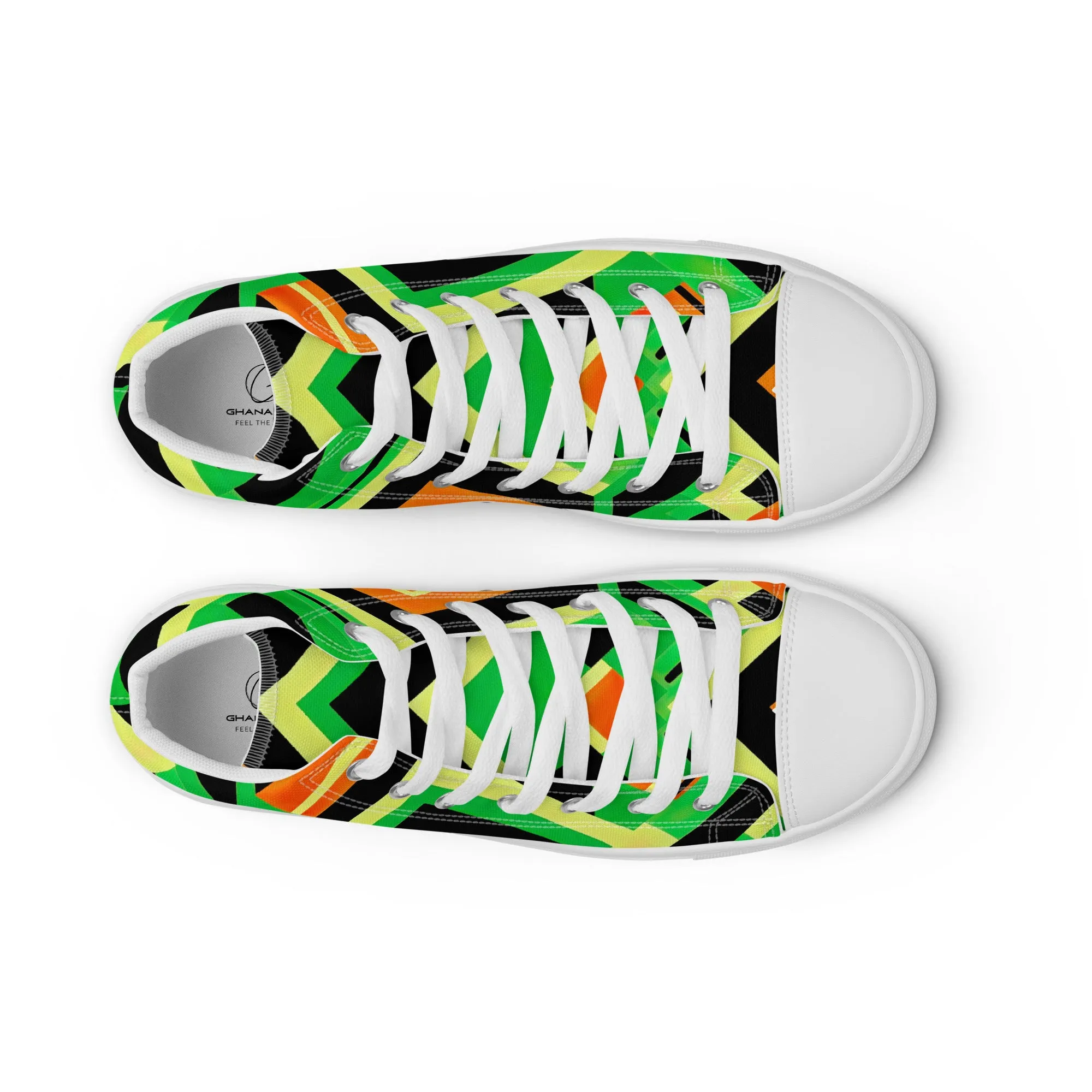 Women’s Green Kente High Top Canvas Shoes