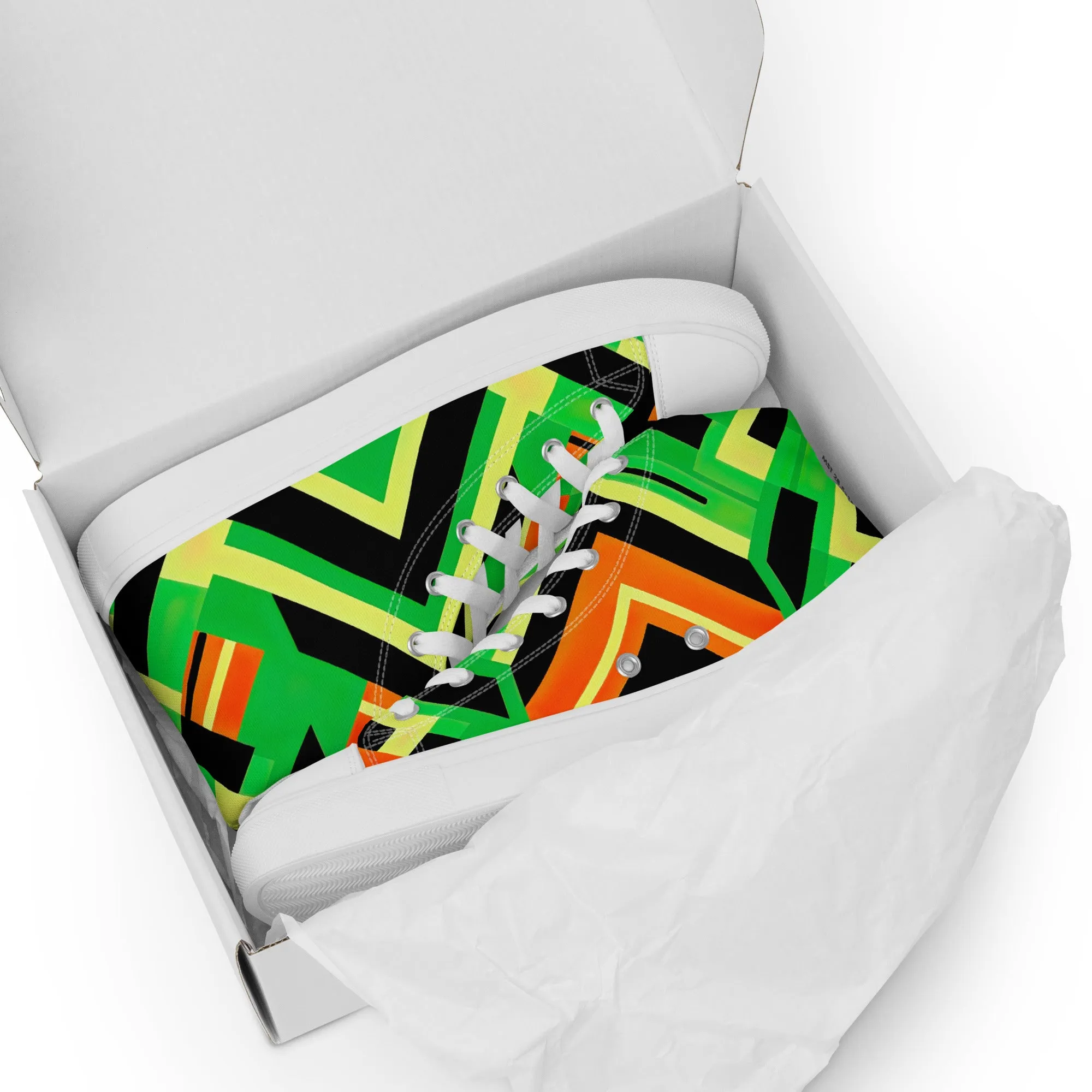 Women’s Green Kente High Top Canvas Shoes